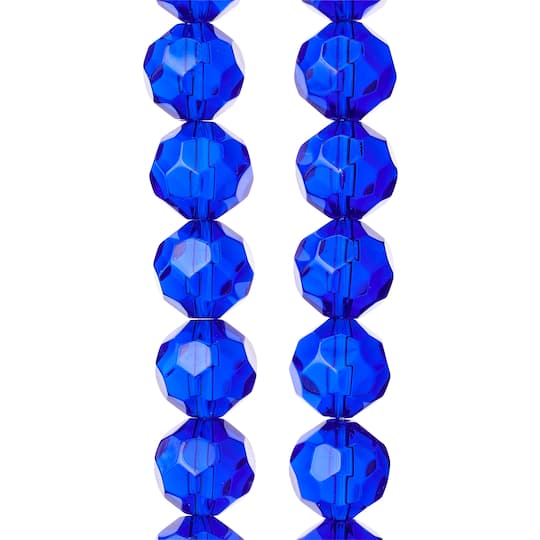 Sapphire Glass Faceted Round Beads, 14mm by Bead Landing™